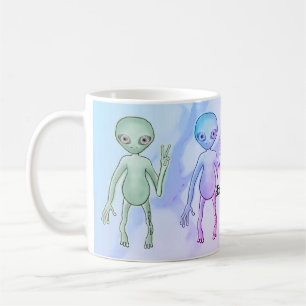 Caneca De Café Alienígena de Paz Cansada