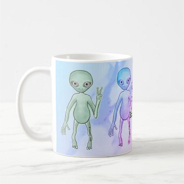 Caneca De Café Alienígena de Paz Cansada (Esquerda)