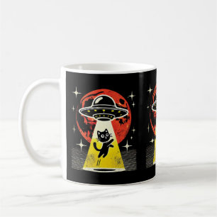 Caneca De Café Alienígena Engraçada Abdução de Gatos Amantes de G