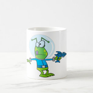 Caneca De Café Alienígena engraçada com Ray Gun Sci-Fi Invader