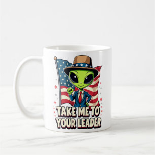 Caneca De Café Alienígena Engraçada Leva-me ao seu líder Patrióti