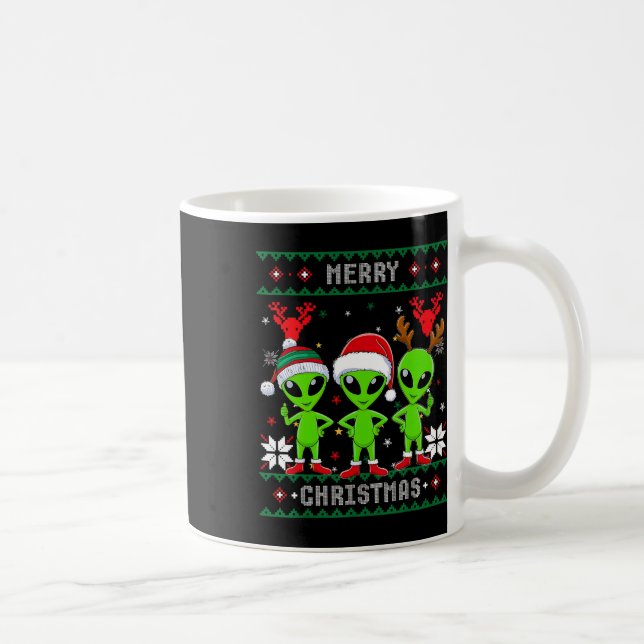 Caneca De Café Alienígena engraçada Trio Feliz de Natal Feio Sant (Direita)