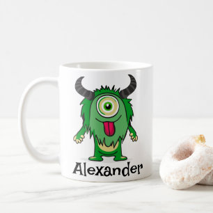 Caneca De Café Alienígena Engraçada Um Monstro Verde Olho