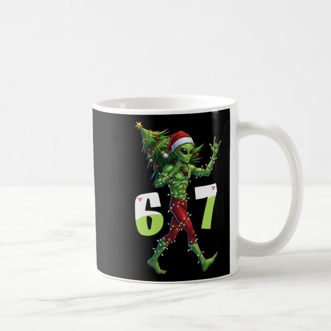 Caneca De Café Alienígena engraçado de Natal Seis Sete Meme 67 Ch (Direita)