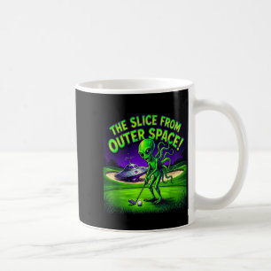 Caneca De Café Alienígena engraçado jogando golfe, o slice do esp