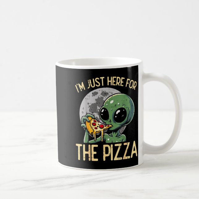 Caneca De Café Alienígena Estou Aqui Para Zza Comida Divertida La (Direita)