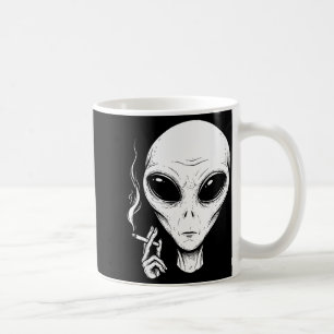 Caneca De Café Alienígena fumando engraçado legal estético humor