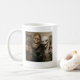 Caneca De Café Alienígena Gato Pé-Grande Selfie Foto Engraçada BF