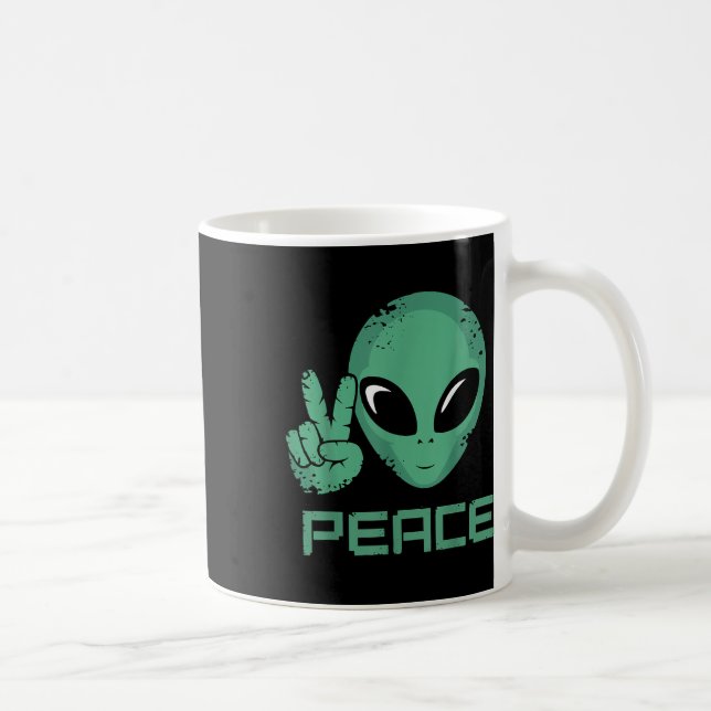 Caneca De Café Alienígena Peace Hippie Ufo (Direita)