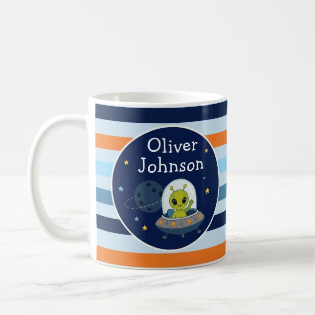 Caneca De Café Alienígena Personalizado no Espaço da UFO (Esquerda)