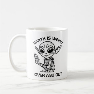 Caneca De Café Alienígena Preta e Branca