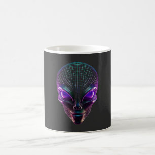 Caneca De Café Alienígena Roxo Com Olhos Luminosos
