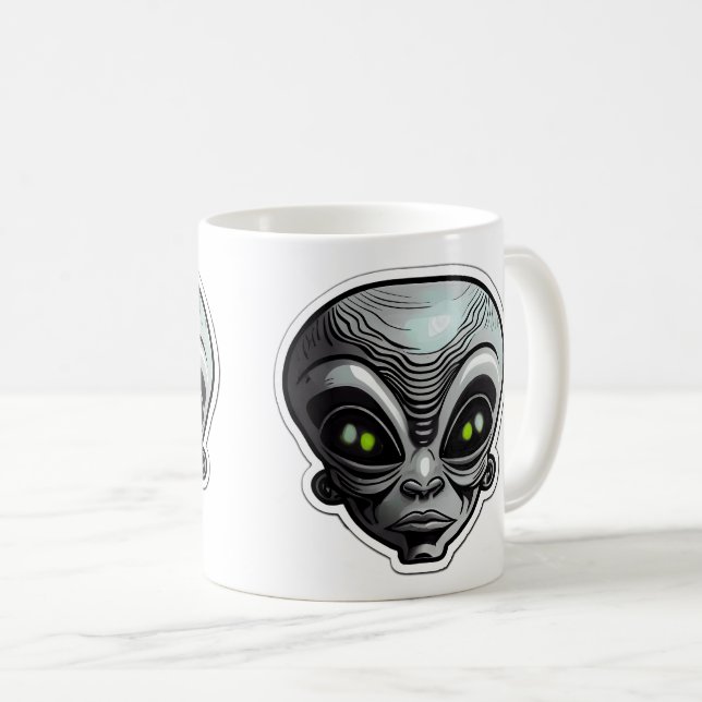 Caneca De Café Alienígena Sticker Art Classic Mug, 11 oz (Frente Esquerda)