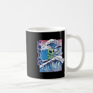 Caneca De Café Alienígena Surf Desenho Surfando Praia Mar Oceano