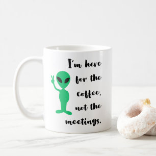 Caneca De Café Alienígena Verde e Cota Engraçada do Escritório pa