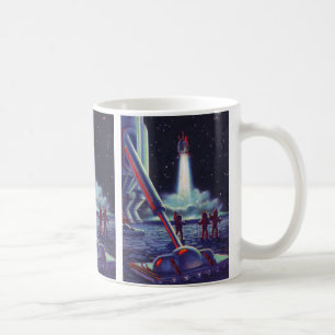 Caneca De Café Alienígenas da Ficção Científica Vintage Ondulam p