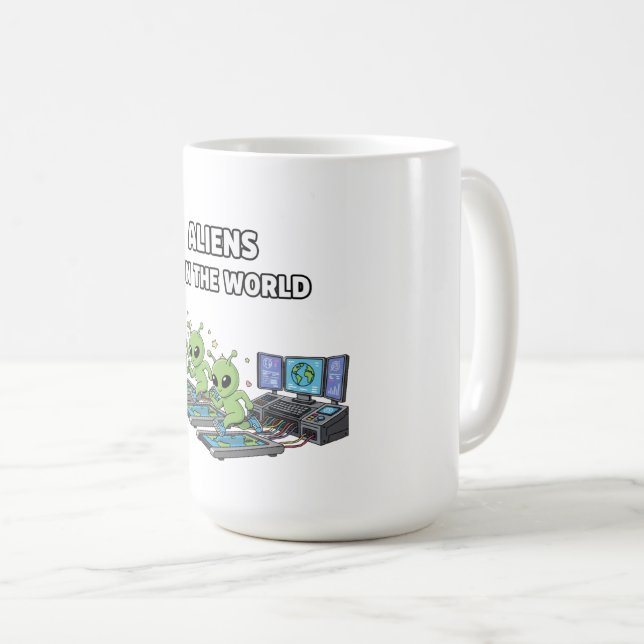 Caneca De Café Alienígenas Governam o Mundo (Frente Esquerda)