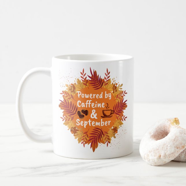 Caneca De Café Alimentado pela cafeína e setembro (Com Donut)
