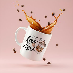 Caneca De Café Alimentado Por Amor E Café Engraçado Café Engraçad