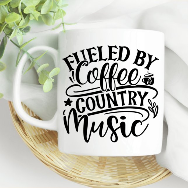 Caneca De Café Alimentado por Café Country Music Fúcil (Criador carregado)