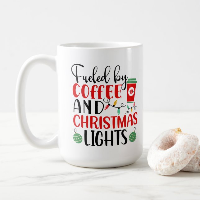 Caneca De Café Alimentado Por Café E Luzes De Natal (Com Donut)
