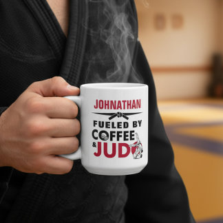 Caneca De Café Alimentado por Café & Judo Divertido Legal