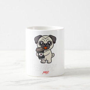 Caneca De Café Alimentado Por Café & Pugs   Cachorro Pug Fofo 