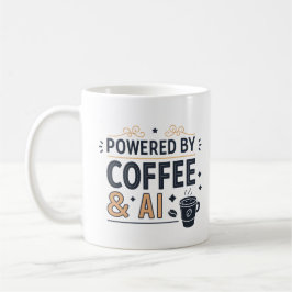 Caneca De Café Alimentado por Café & Vetor de Tecnologia Retro de