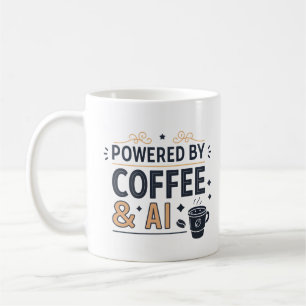 Caneca De Café Alimentado por Café & Vetor de Tecnologia Retro de