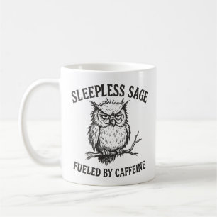 Caneca De Café Alimentado Por Cafeine Sleepless Sage Owl Mug