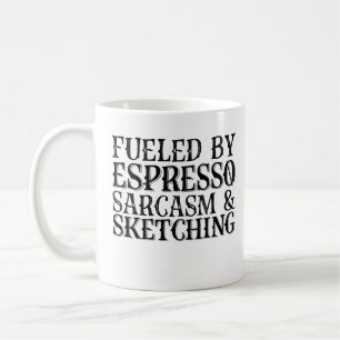 Caneca De Café Alimentado por Espresso Sarcasmo e Desenho