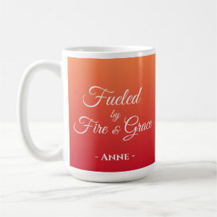 Caneca De Café Alimentado por Fire & Grace Cristão Personalizado