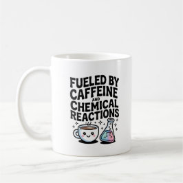 Caneca De Café Alimentado por Reações Químicas e Cafeína Kawaii