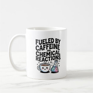 Caneca De Café Alimentado por Reações Químicas e Cafeína Kawaii
