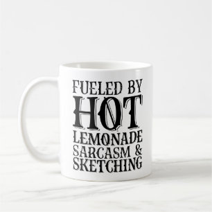 Caneca De Café Alimentado Por Sarcasmo De Limonada Quente E Desen