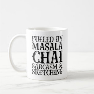 Caneca De Café Alimentado Por Sarcasmo De Masala Chai E Desenho