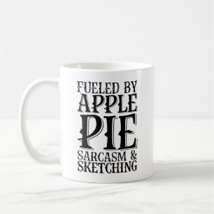 Caneca De Café Alimentado Por Sarcasmo De Pizza De Apple E Esboço