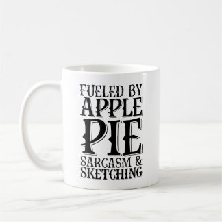 Caneca De Café Alimentado Por Sarcasmo De Pizza De Apple E Esboço