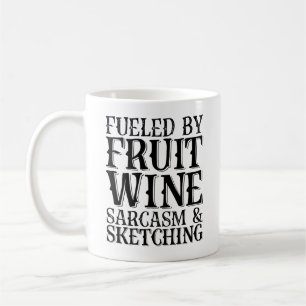 Caneca De Café Alimentado Por Sarcasmo De Vinho De Fruta E Desenh