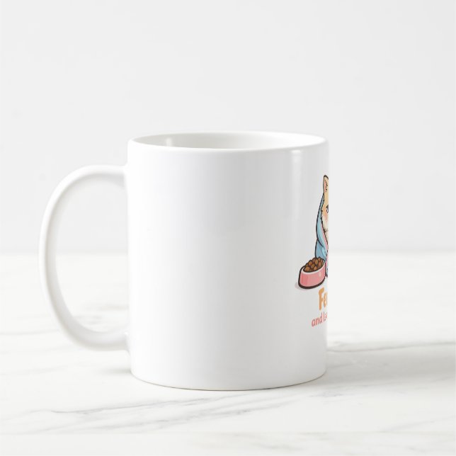 Caneca De Café Alimente-me e Deixe-me Sozinho Gato Sonolento Engr (Esquerda)