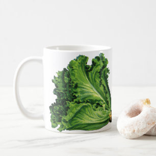 Caneca De Café Alimentos Antigos, Legumes Alface Folha Verde