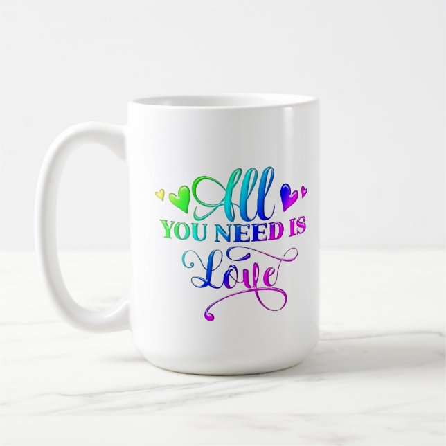 Caneca De Café All You Need Is Love Inspirational Personalized  (Esquerda)