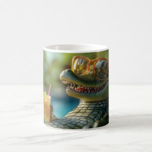 Caneca De Café Alligator desfrutando de um coquetel ao lado do po