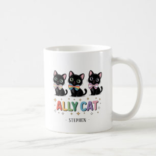 Caneca De Café Ally Cat - Orgulho LGBTQ de Gato Negro