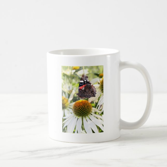 Caneca De Café Almirante Borboleta sobre Flor (Direita)
