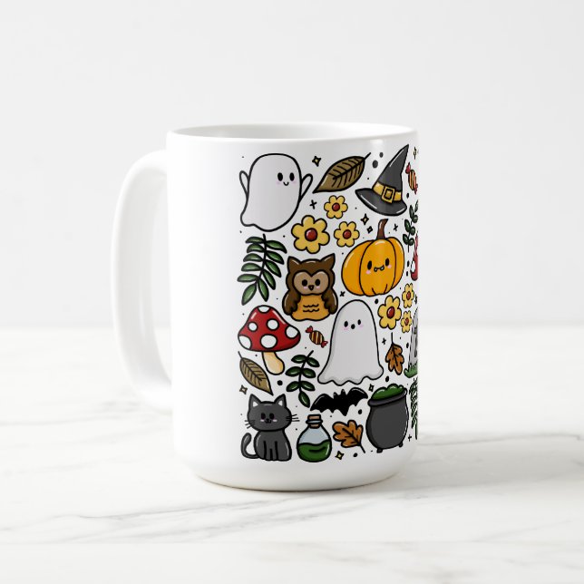 Caneca De Café Almofada com estampa fofa de Halloween (Frente Esquerda)