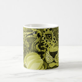 Caneca De Café Almofada de Arbusto Leopardo Oliva