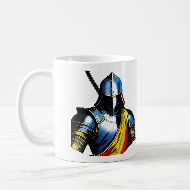 Caneca De Café  Almofada de lançamento de camiseta de cavaleiro v (Esquerda)
