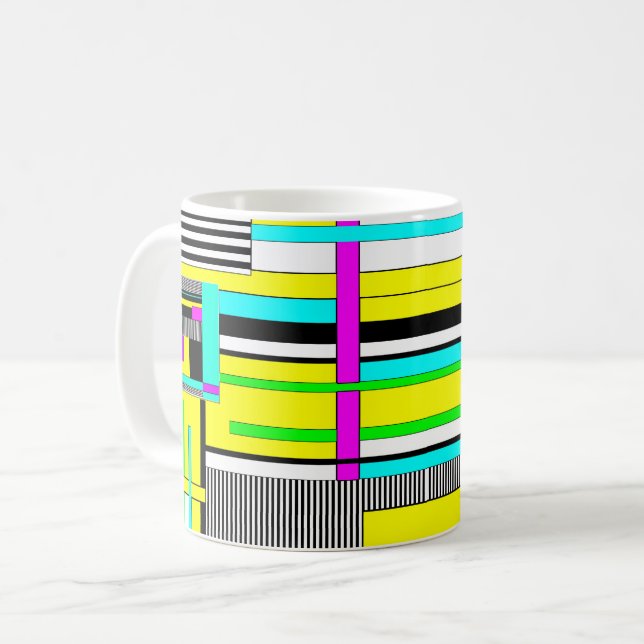 Caneca De Café Almofada de lançamento de padrão neon geométrico a (Frente Esquerda)