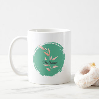 Caneca De Café Almofada Decorativa de Folhas Botânicas em Azul Tu